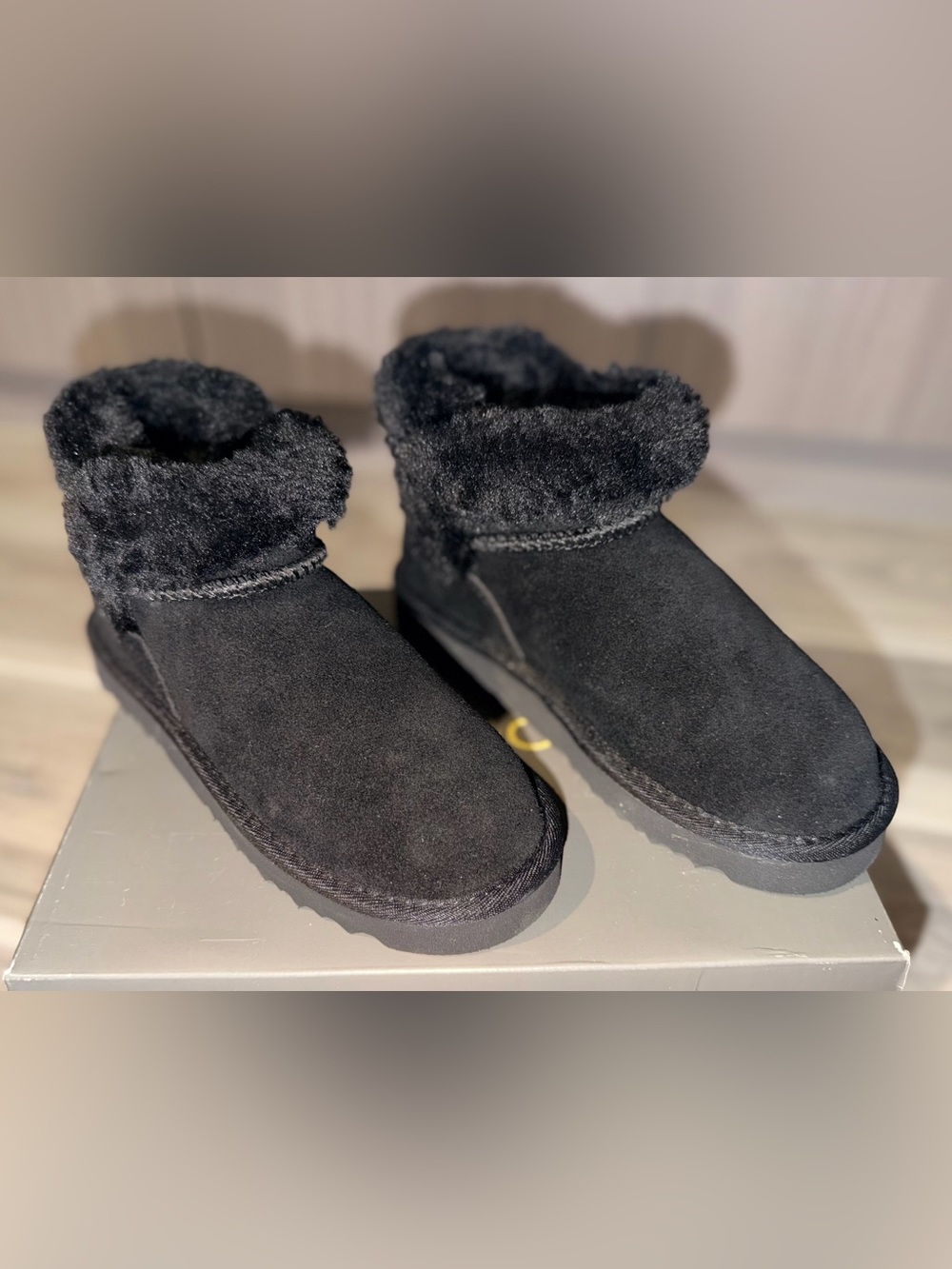 Style & Co. Black Faux-Shearling Ankle Winter Boots